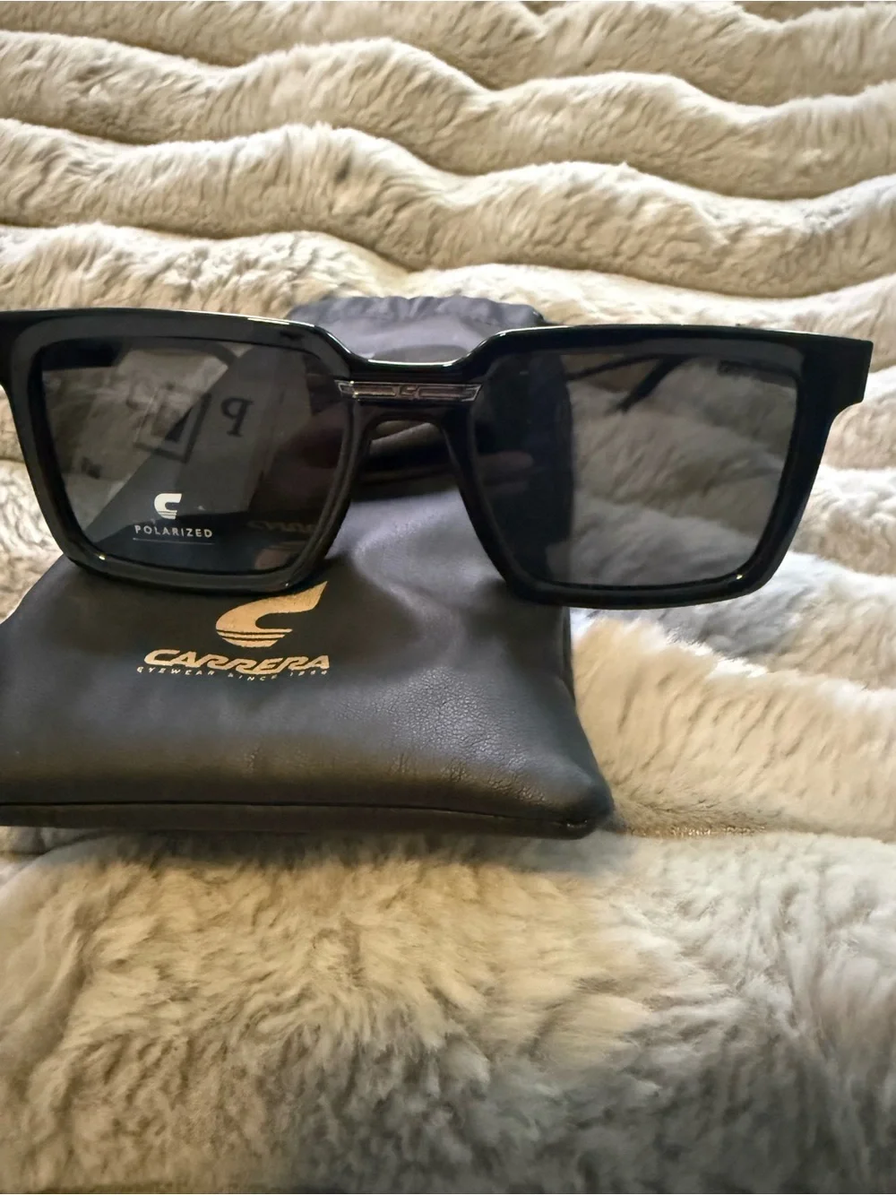 Carrera Men’s Black Square Polarized Sunglasses